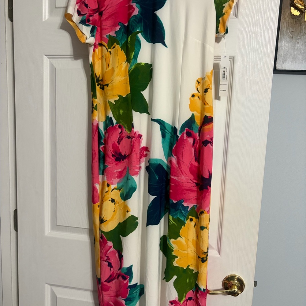 NWT maggy london Floral Maxi Dress with Bold Colors size 10